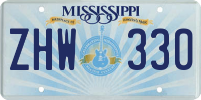 MS license plate ZHW330
