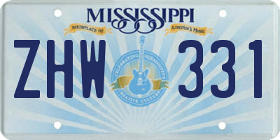 MS license plate ZHW331