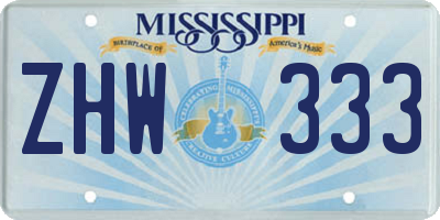 MS license plate ZHW333