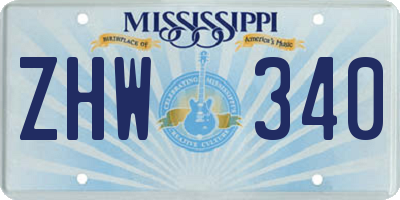 MS license plate ZHW340