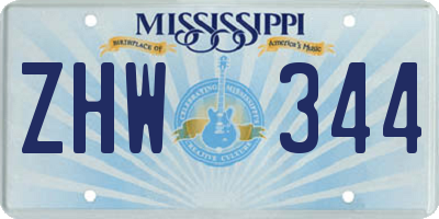 MS license plate ZHW344