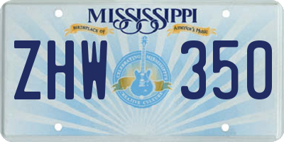 MS license plate ZHW350