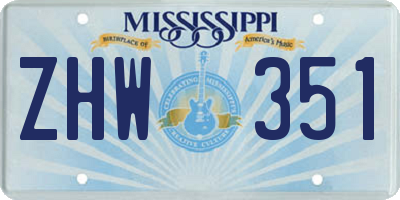 MS license plate ZHW351
