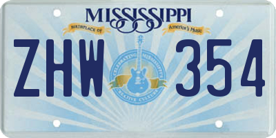 MS license plate ZHW354