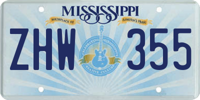 MS license plate ZHW355