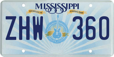MS license plate ZHW360