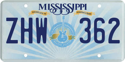 MS license plate ZHW362
