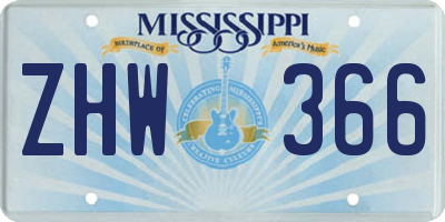 MS license plate ZHW366