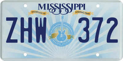 MS license plate ZHW372