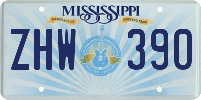 MS license plate ZHW390