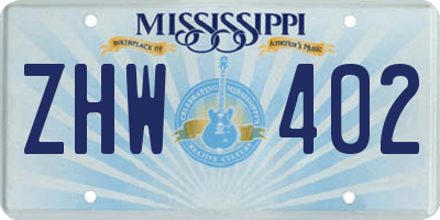MS license plate ZHW402