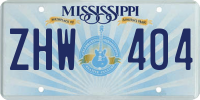 MS license plate ZHW404