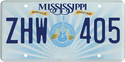 MS license plate ZHW405