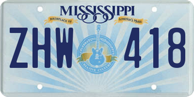 MS license plate ZHW418