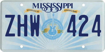 MS license plate ZHW424