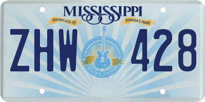 MS license plate ZHW428