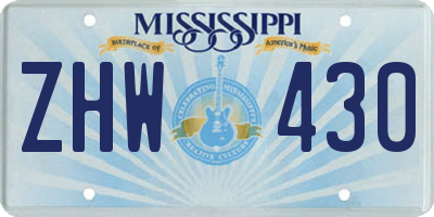 MS license plate ZHW430