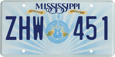 MS license plate ZHW451
