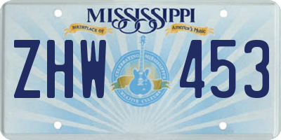 MS license plate ZHW453