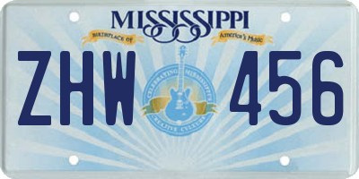 MS license plate ZHW456