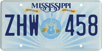 MS license plate ZHW458