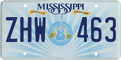 MS license plate ZHW463
