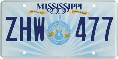 MS license plate ZHW477