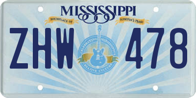 MS license plate ZHW478
