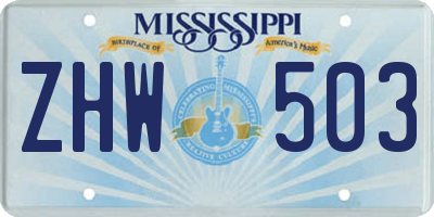 MS license plate ZHW503