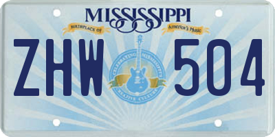 MS license plate ZHW504