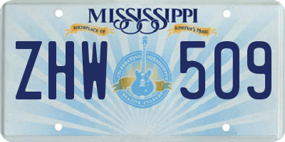 MS license plate ZHW509