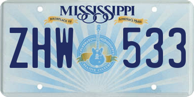 MS license plate ZHW533