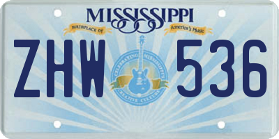 MS license plate ZHW536