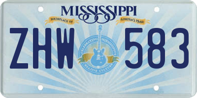 MS license plate ZHW583