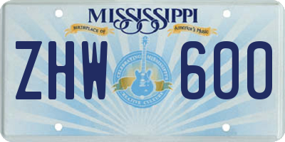MS license plate ZHW600