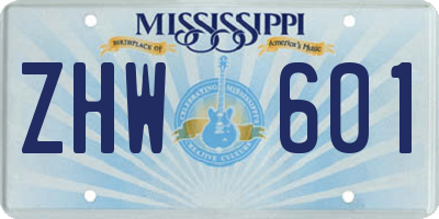 MS license plate ZHW601