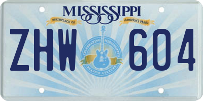 MS license plate ZHW604