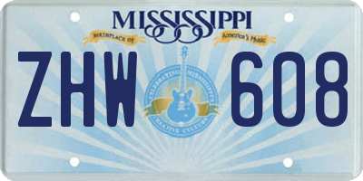 MS license plate ZHW608