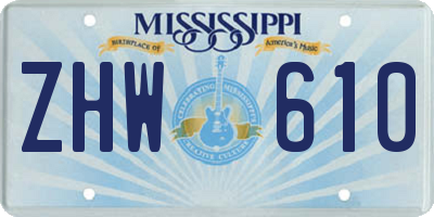 MS license plate ZHW610