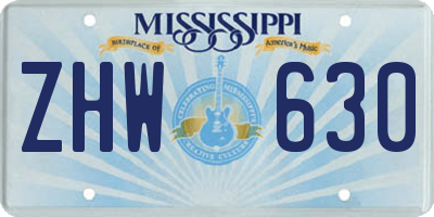 MS license plate ZHW630