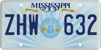 MS license plate ZHW632