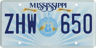 MS license plate ZHW650