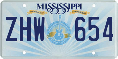 MS license plate ZHW654