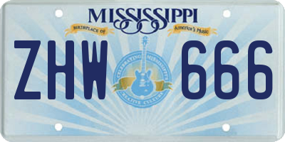 MS license plate ZHW666