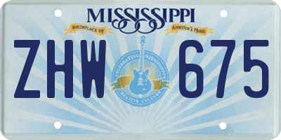MS license plate ZHW675