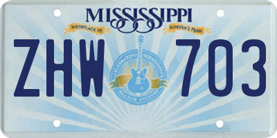 MS license plate ZHW703