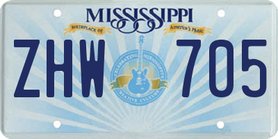 MS license plate ZHW705