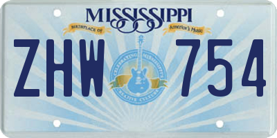 MS license plate ZHW754