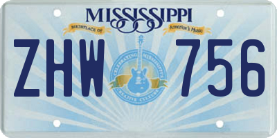 MS license plate ZHW756
