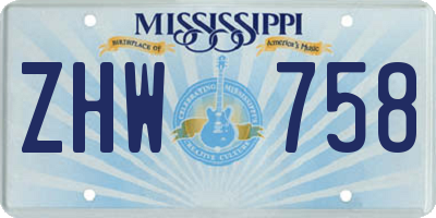 MS license plate ZHW758